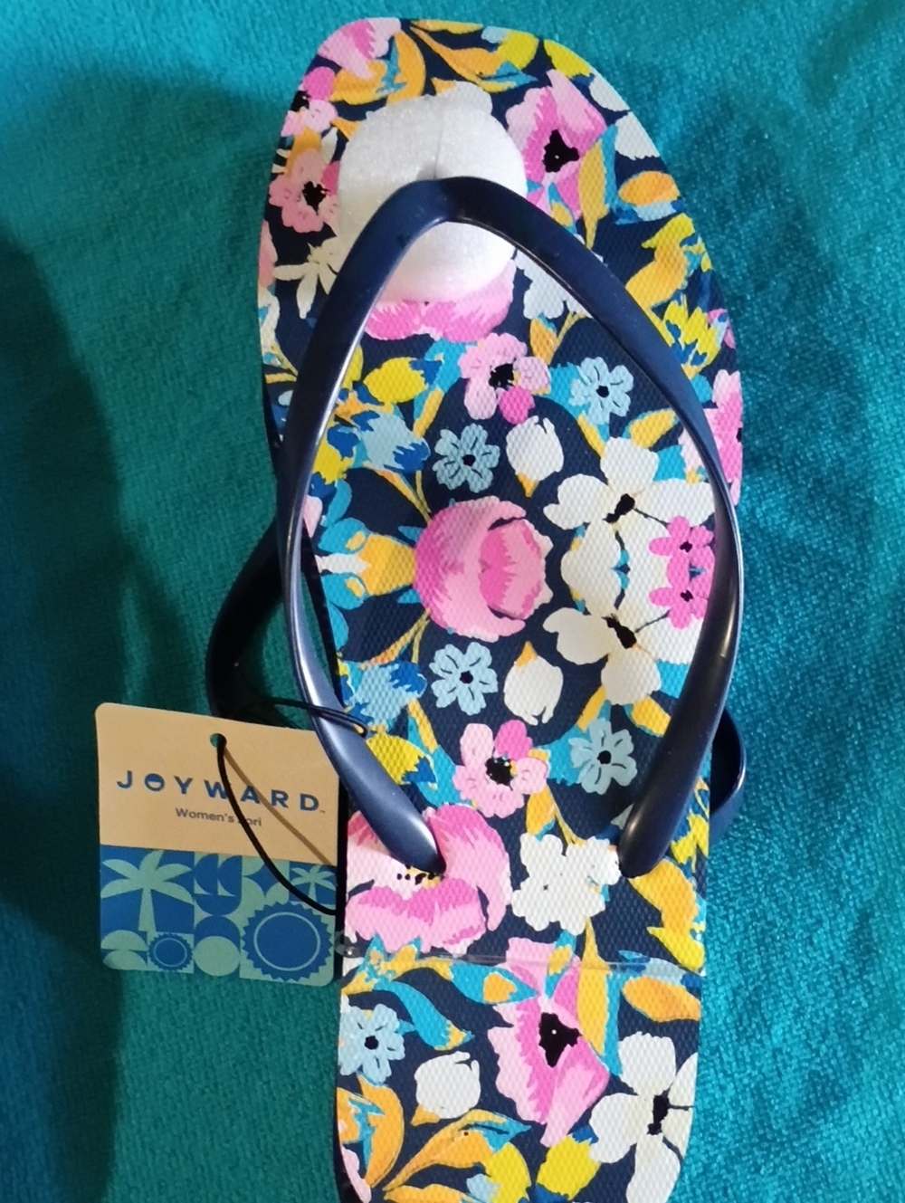 Women's Navy Floral Flip Flop Sandal